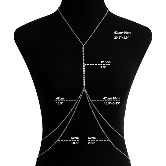 14K 1 Row Diamonds Plated Body Chain Women Layered Rhinestone Bikini Bra Jewelry - Picture 7 of 7